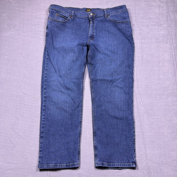 Vintage Lee Mens Blue Regular Fit Straight Leg Classic Denim Jeans Size 42x30 - Picture 1 of 15
